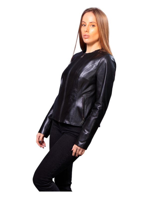 Жіноча шкіряна куртка 18-9569