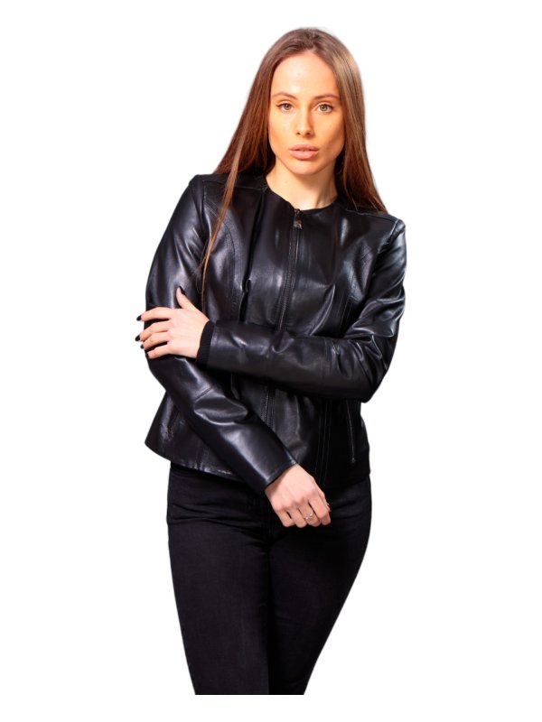 Жіноча шкіряна куртка 18-9569