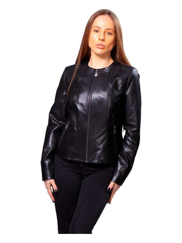 Жіноча шкіряна куртка 18-9569