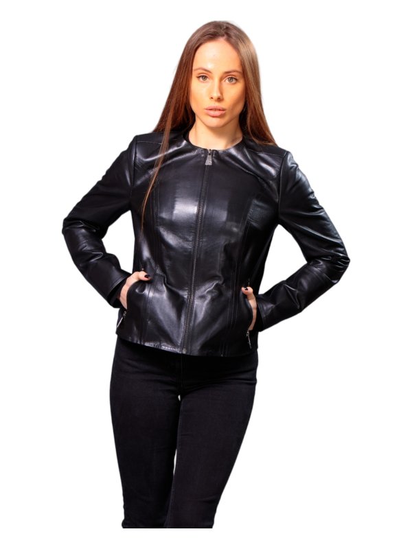 Жіноча шкіряна куртка 18-9569
