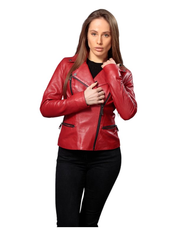 Жіноча шкіряна куртка зі знижкою 18-9499
