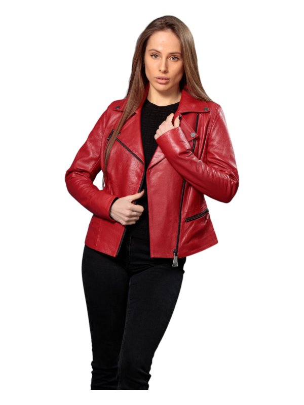 Жіноча шкіряна куртка зі знижкою 18-9499