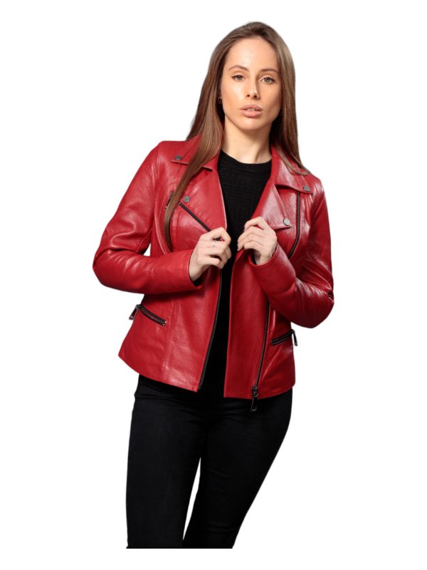 Жіноча шкіряна куртка зі знижкою 18-9499
