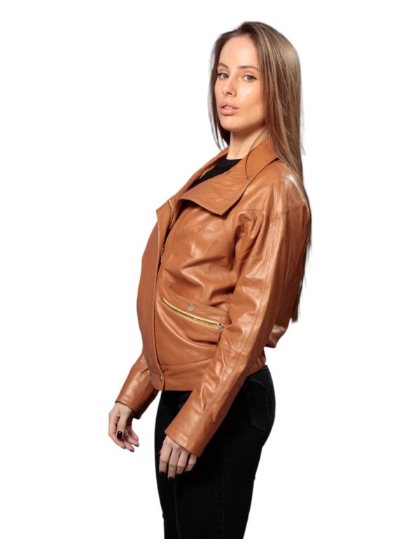 Жіноча шкіряна куртка 18-9490