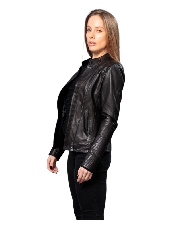 Жіноча шкіряна куртка 18-9493