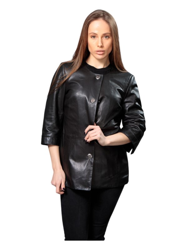 Жіноча шкіряна куртка зі знижкою 18-9629