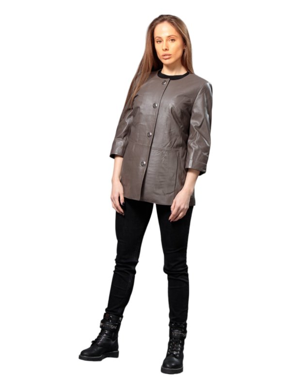 Жіноча шкіряна куртка зі знижкою 18-9613