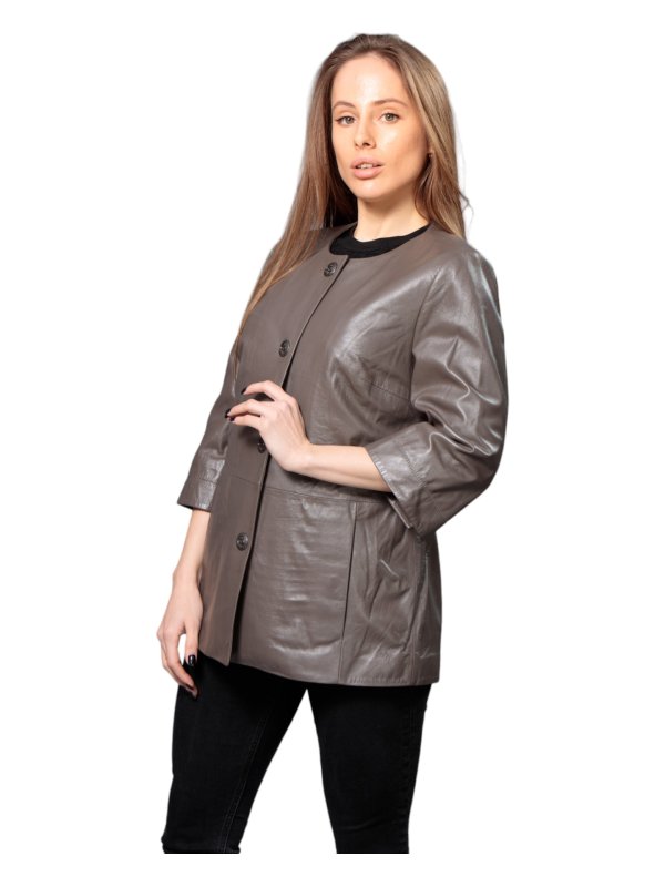 Жіноча шкіряна куртка зі знижкою 18-9613