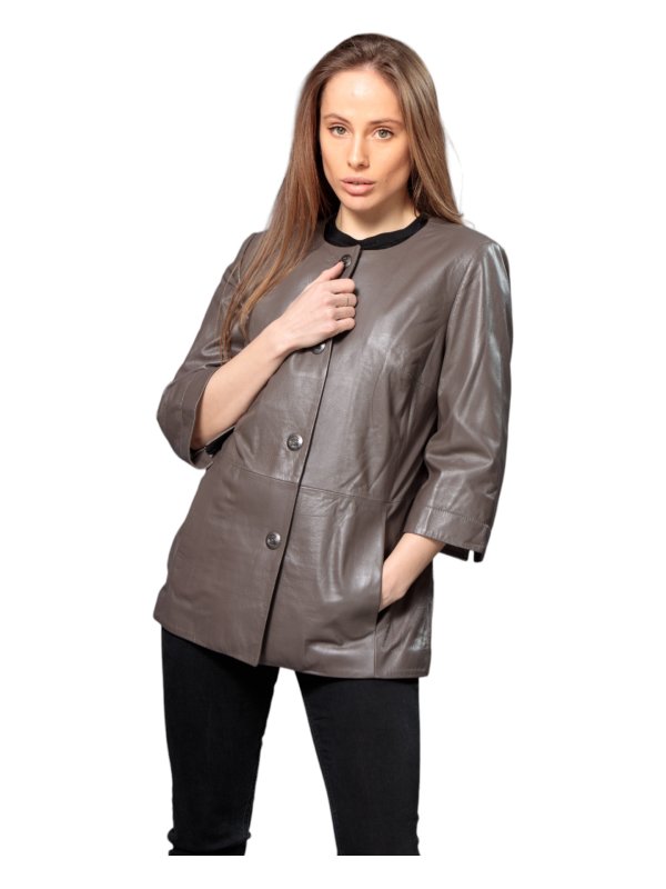 Жіноча шкіряна куртка зі знижкою 18-9613