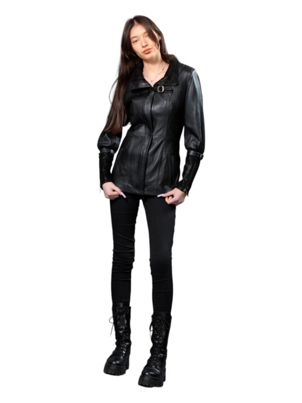 Жіноча шкіряна куртка зі знижкою 18-9617