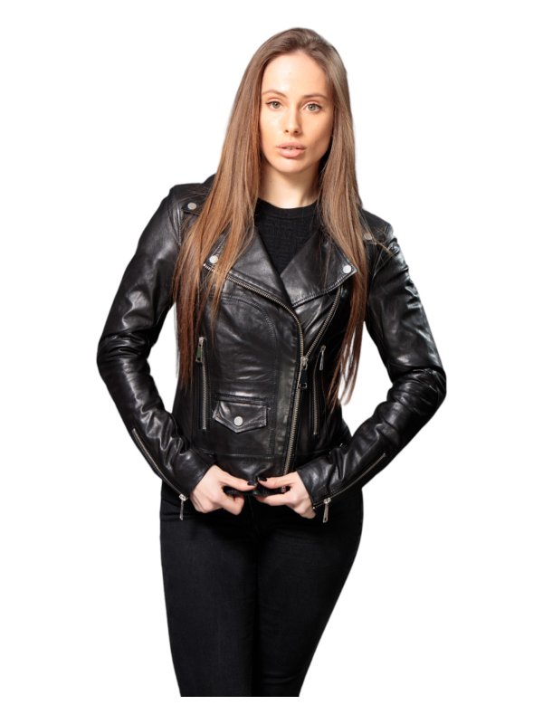 Жіноча шкіряна куртка зі знижкою 18-9512