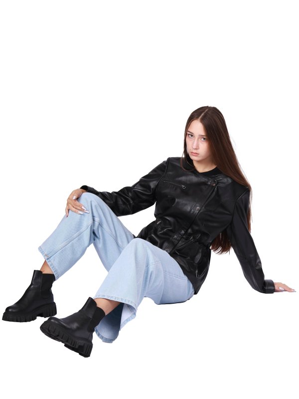 Жіноча шкіряна куртка 18-9645