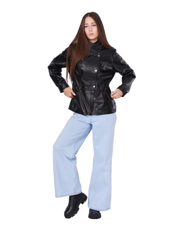 Жіноча шкіряна куртка 18-9645