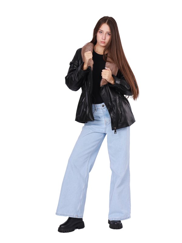 Жіноча шкіряна куртка 26-920