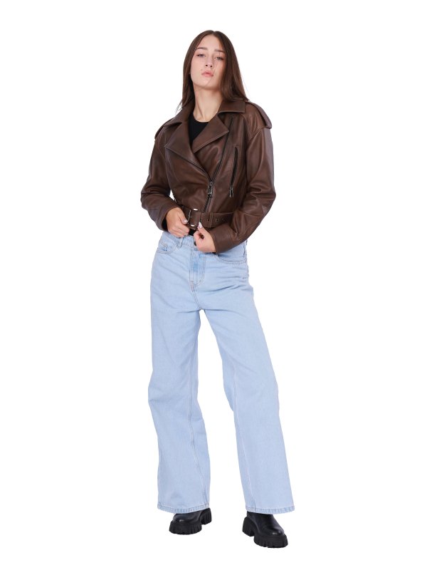 Жіноча шкіряна куртка 18-9657