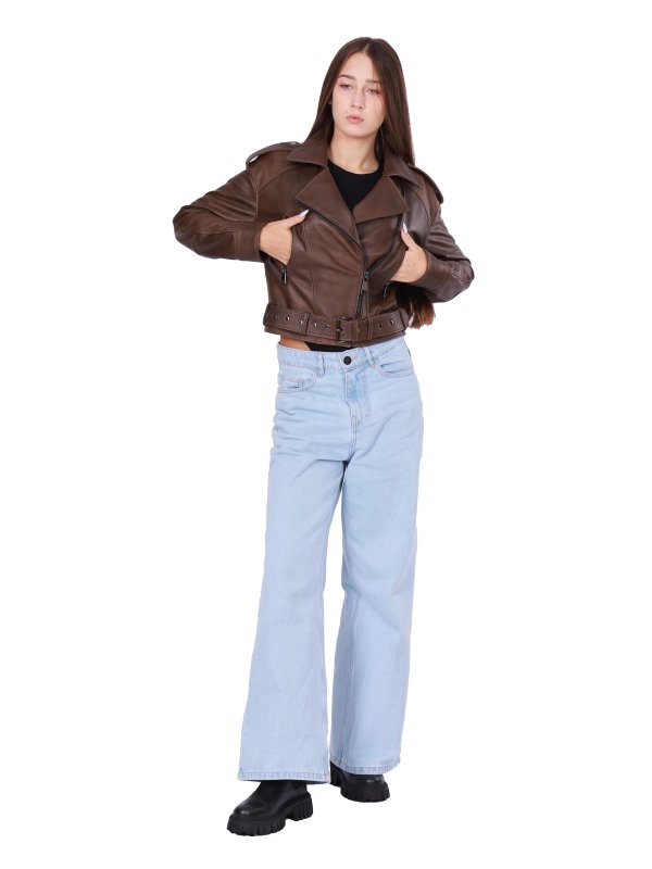 Жіноча шкіряна куртка 18-9657