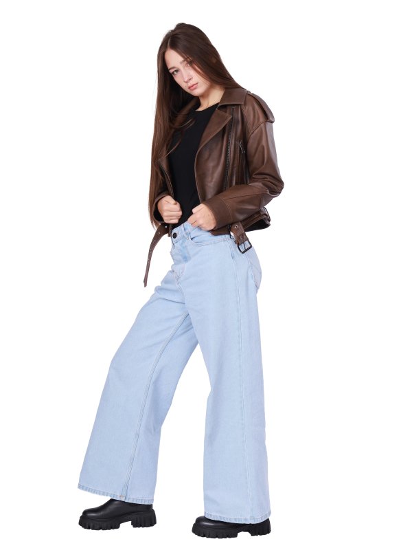 Жіноча шкіряна куртка 18-9657