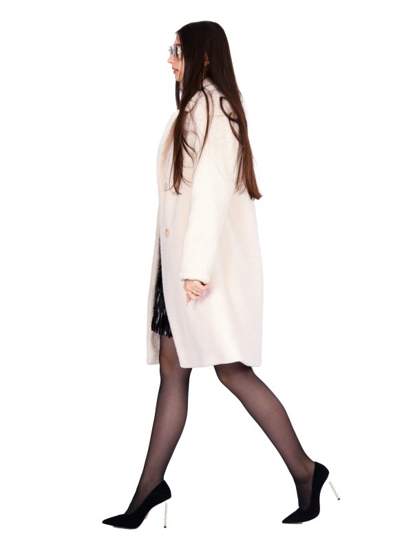 Жіноча еко шуба з штучного хутра та вовни 31-544