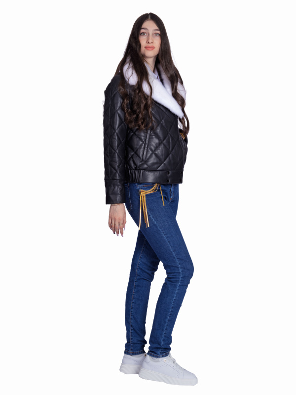 Жіноча шкіряна куртка 26-928
