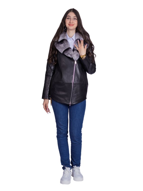 Жіноча шкіряна куртка 26-938
