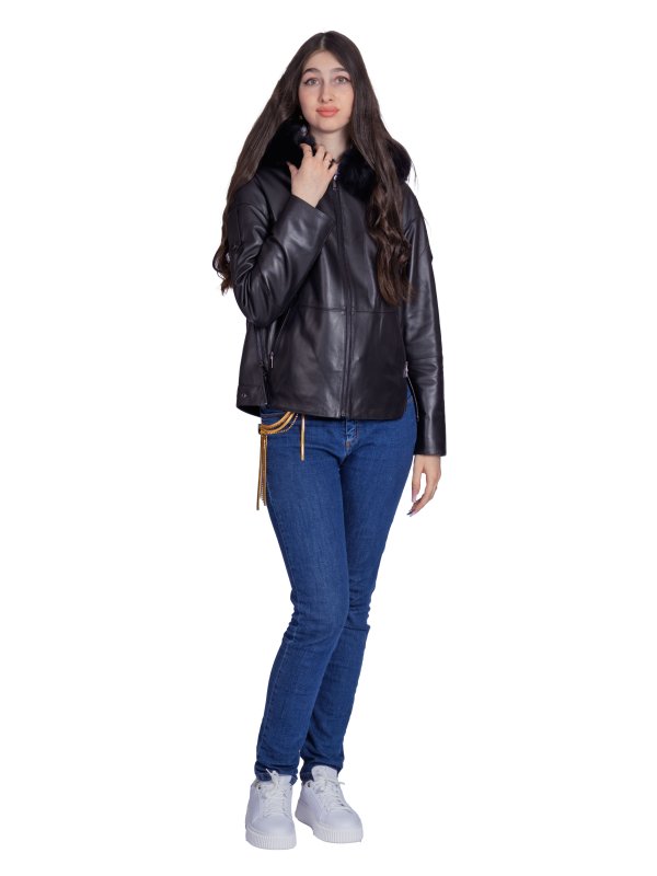 Жіноча шкіряна куртка 26-948