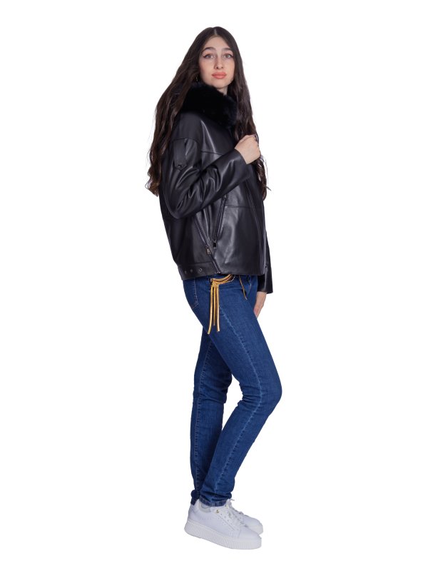 Жіноча шкіряна куртка 26-948