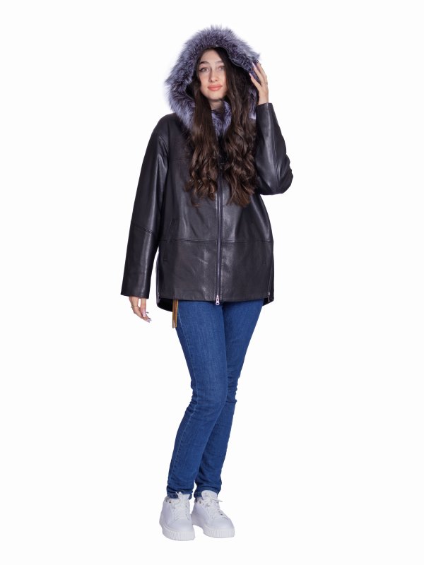 Жіноча шкіряна куртка 26-944