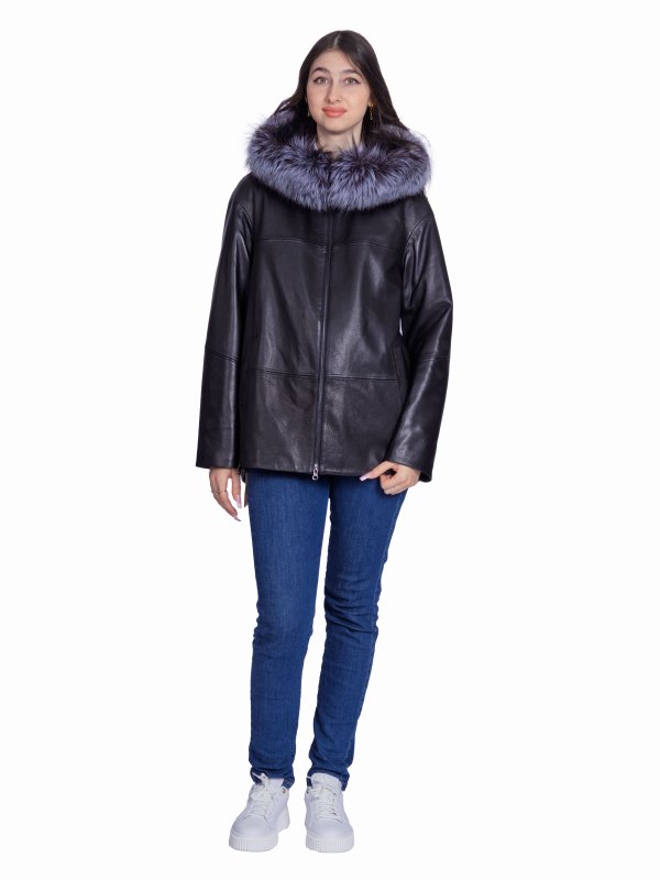 Жіноча шкіряна куртка 26-944