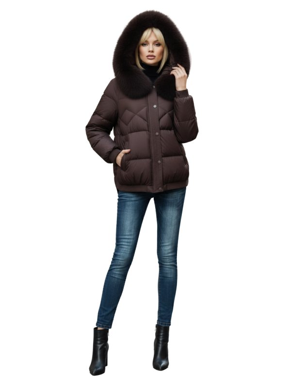 Жіночий зимовий пуховик з натуральним або штучним наповнювачем 36-1501