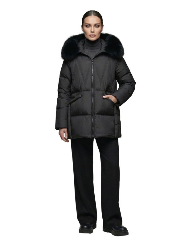 Жіночий зимовий пуховик з натуральним або штучним наповнювачем 36-1512