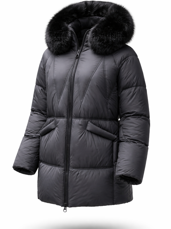 Жіночий зимовий пуховик з натуральним або штучним наповнювачем 36-1512