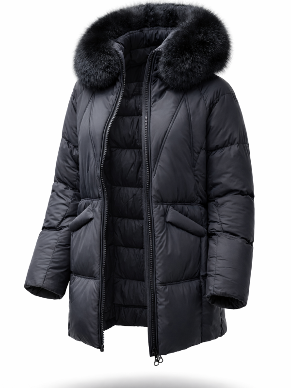 Жіночий зимовий пуховик з натуральним або штучним наповнювачем 36-1512