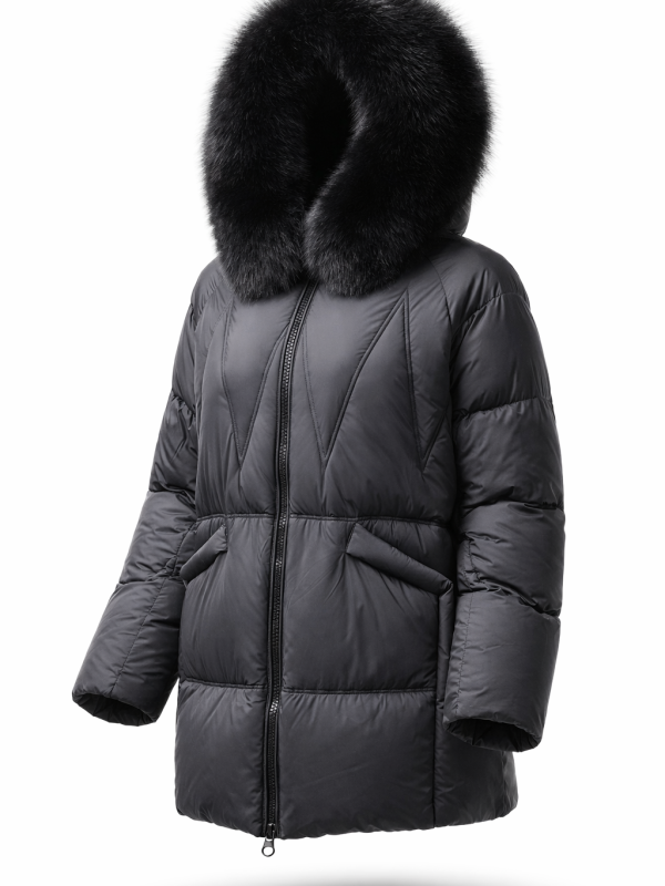 Жіночий зимовий пуховик з натуральним або штучним наповнювачем 36-1512