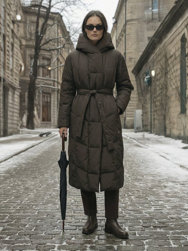 Жіночий зимовий пуховик з натуральним або штучним наповнювачем 36-1521