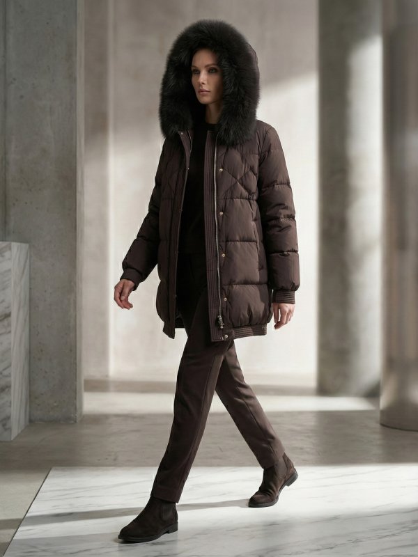 Жіночий зимовий пуховик з натуральним або штучним наповнювачем 36-1573