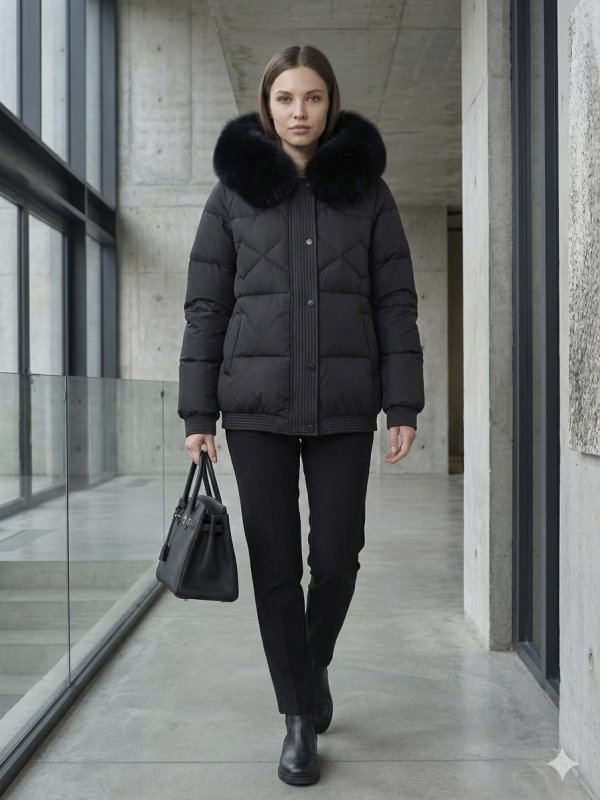 Женский зимний пуховик с натуральным или искусственным наполнителем 36-1577