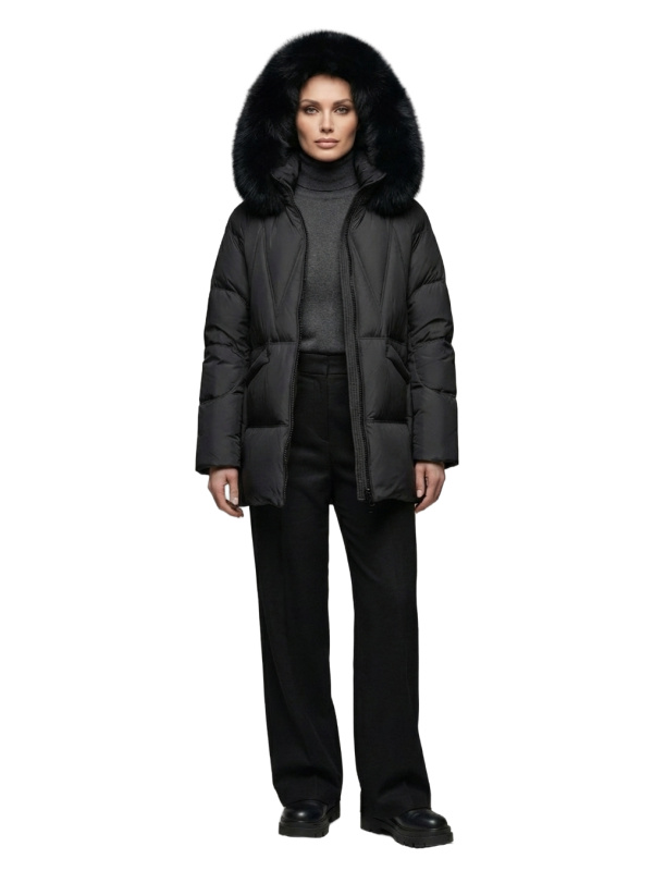 Жіночий зимовий пуховик з натуральним або штучним наповнювачем 36-1512