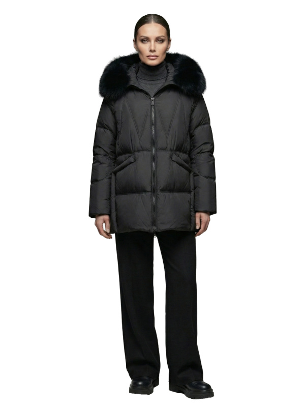 Жіночий зимовий пуховик з натуральним або штучним наповнювачем 36-1512