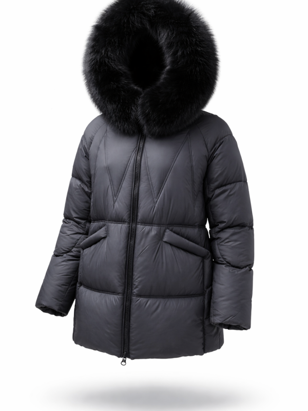 Жіночий зимовий пуховик з натуральним або штучним наповнювачем 36-1512