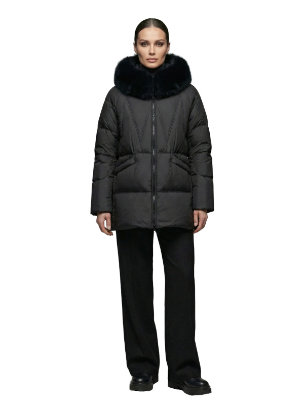Жіночий зимовий пуховик з натуральним або штучним наповнювачем 36-1512