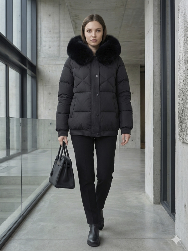 Жіночий зимовий пуховик з натуральним або штучним наповнювачем 36-1577