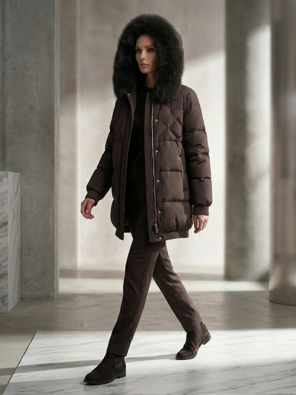 Жіночий зимовий пуховик з натуральним або штучним наповнювачем 36-1573